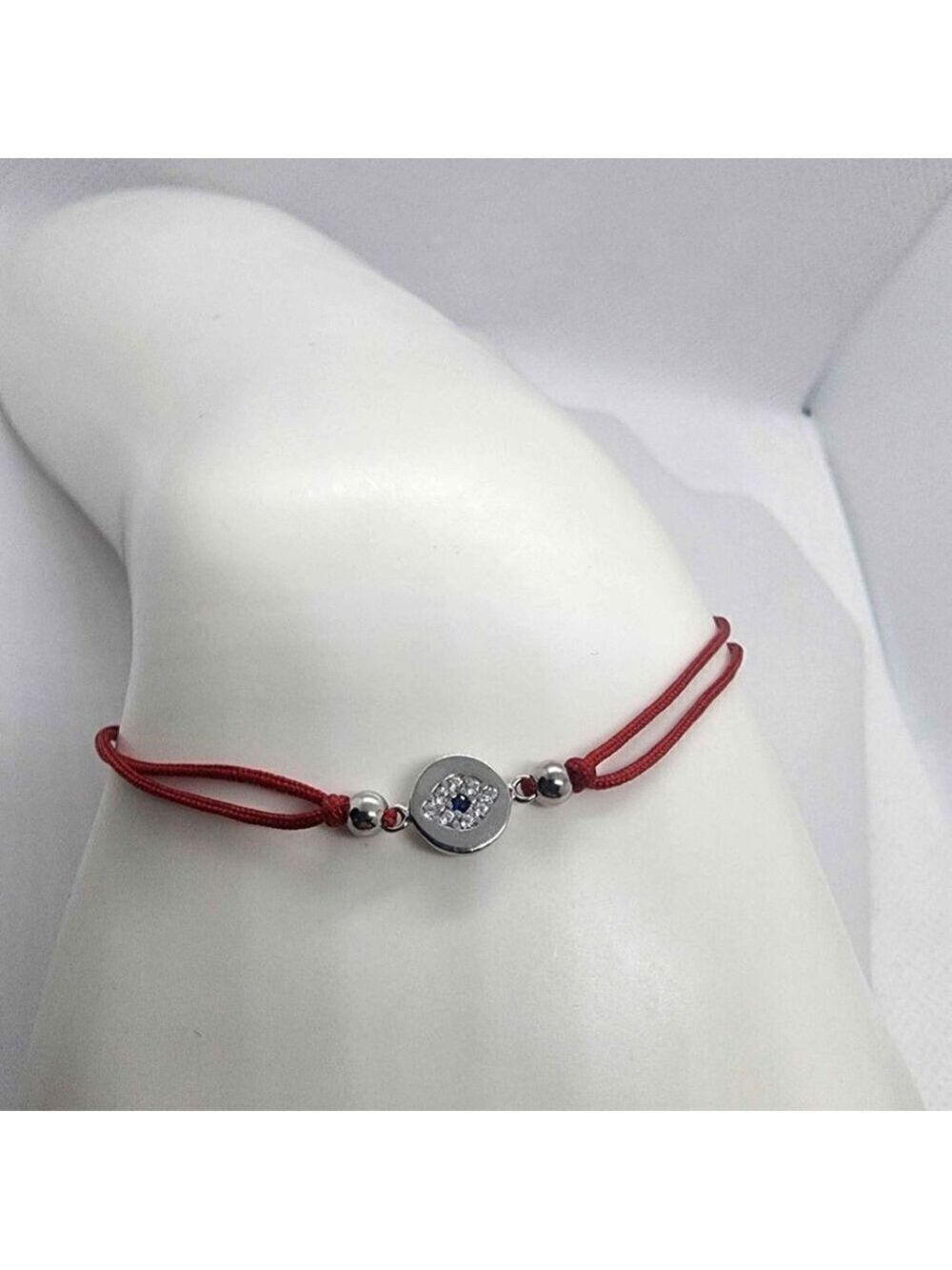 Sterling Silver 925 Evil Eye Design With Red String Bracelet